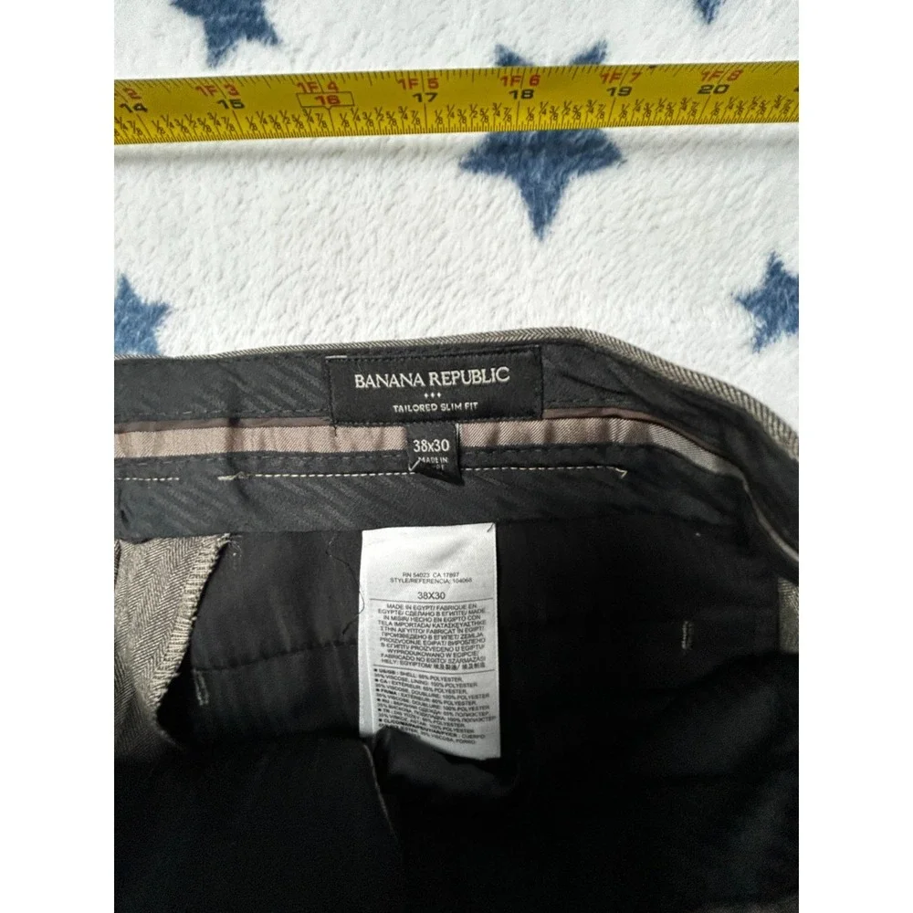 Banana Republic Tailored Slim Fit Dress Pants Mens 38x30 Gray Flat Front